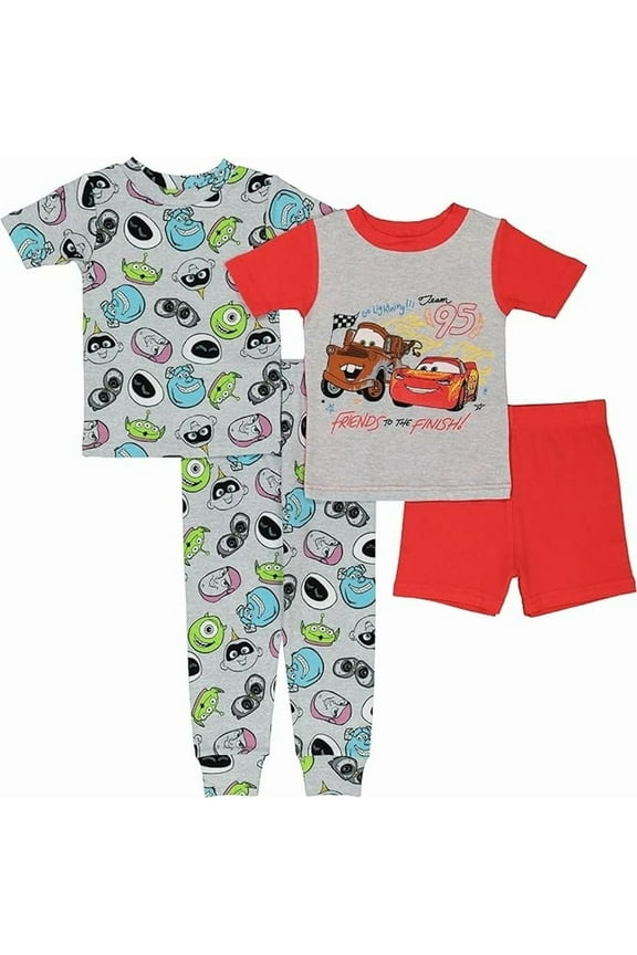 Monsters Inc. and Cars Toddler Boy's 4-Piece Character Pajama Set, Size 3T