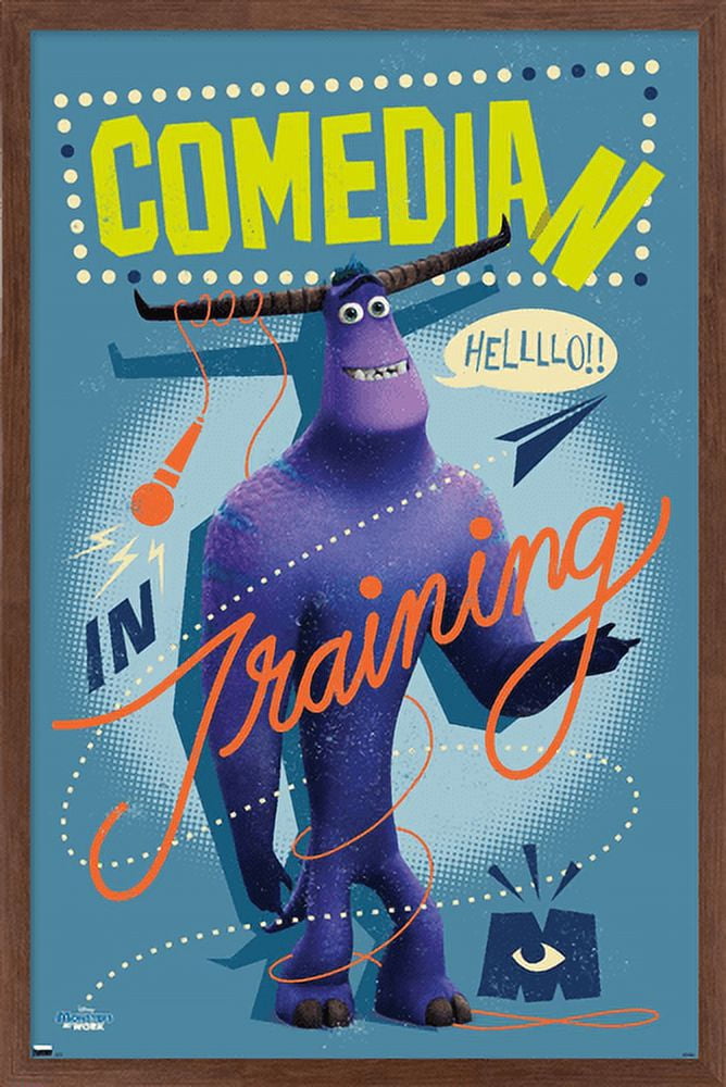 Disney Monsters at Work - Comedian Wall Poster, 14.725" x 22.375", Framed