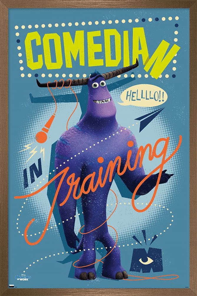 Disney Monsters at Work - Comedian Wall Poster, 14.725" x 22.375", Framed