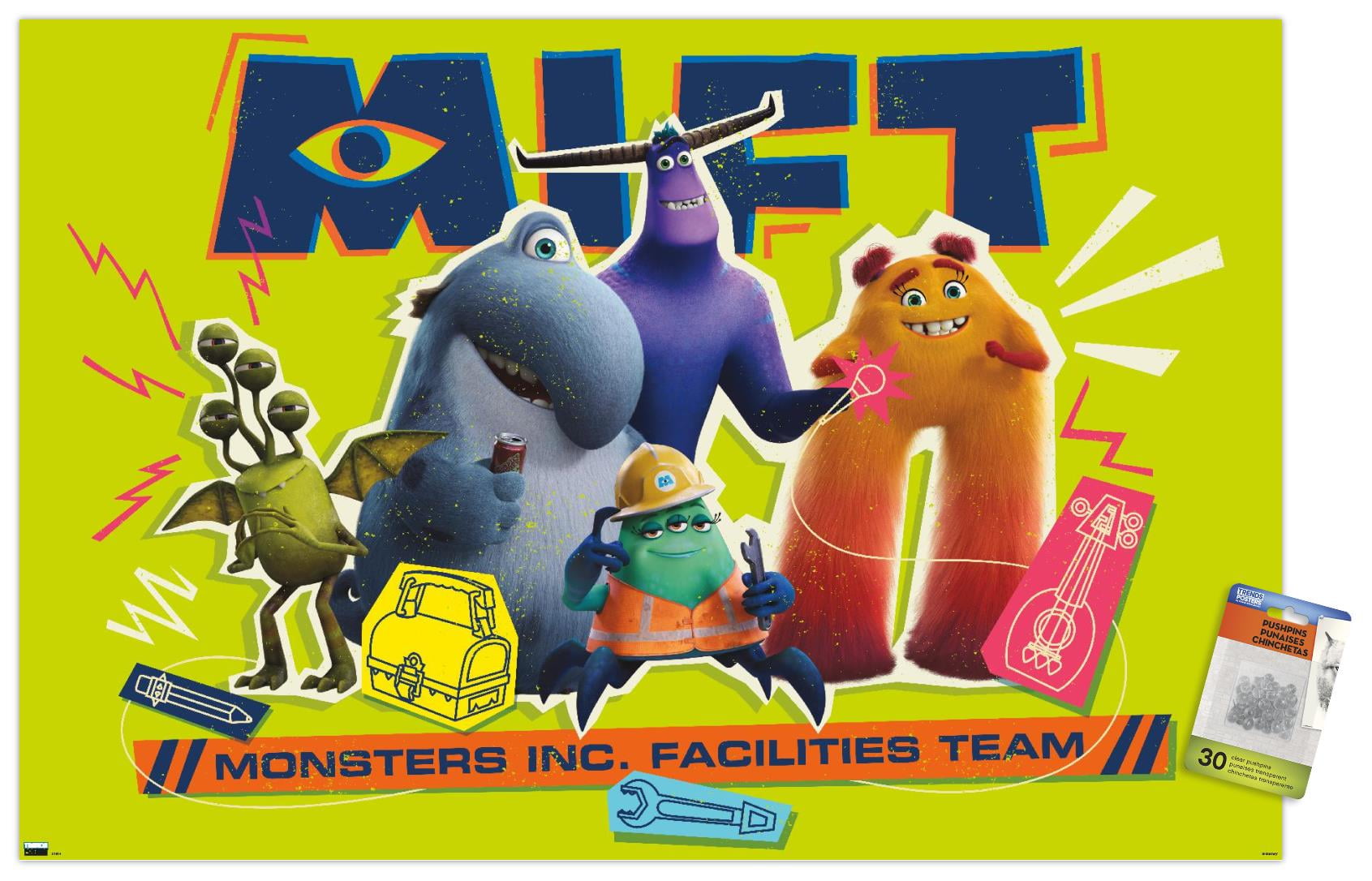 Disney Monsters at Work - Facilities Team Wall Poster with Pushpins, 22.375" x 34"