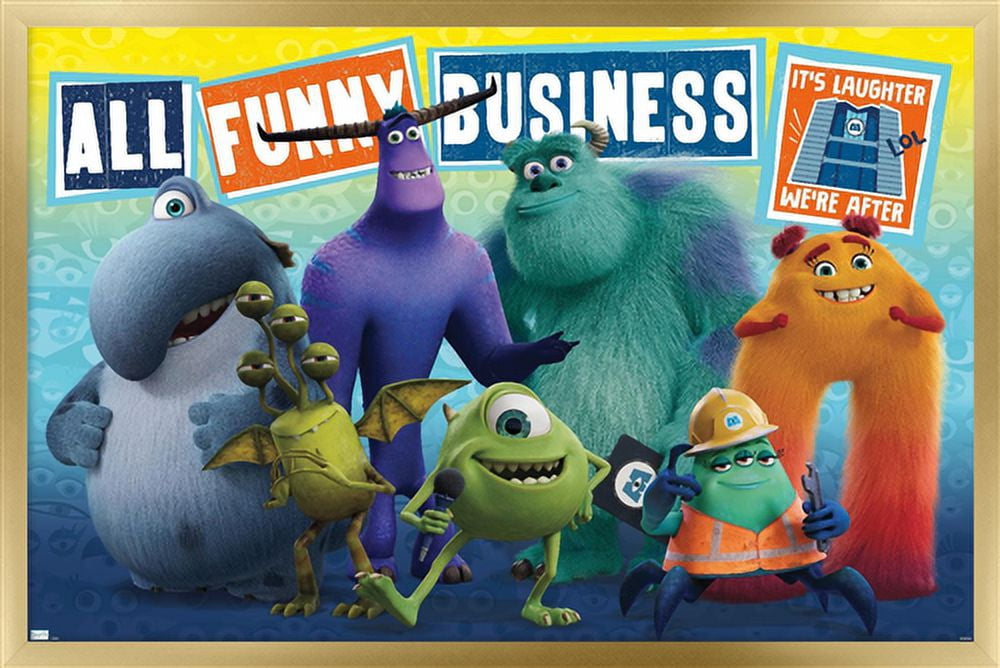 Disney Monsters at Work - Funny Business Wall Poster, 22.375" x 34", Framed
