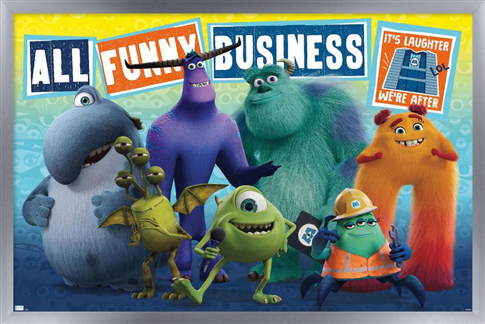 Disney Monsters at Work - Funny Business Wall Poster, 22.375" x 34", Framed