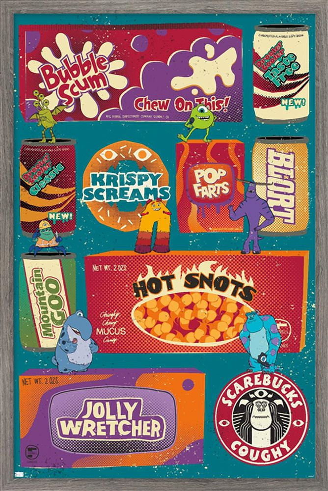 Disney Monsters at Work - Grid Wall Poster, 14.725" x 22.375", Framed