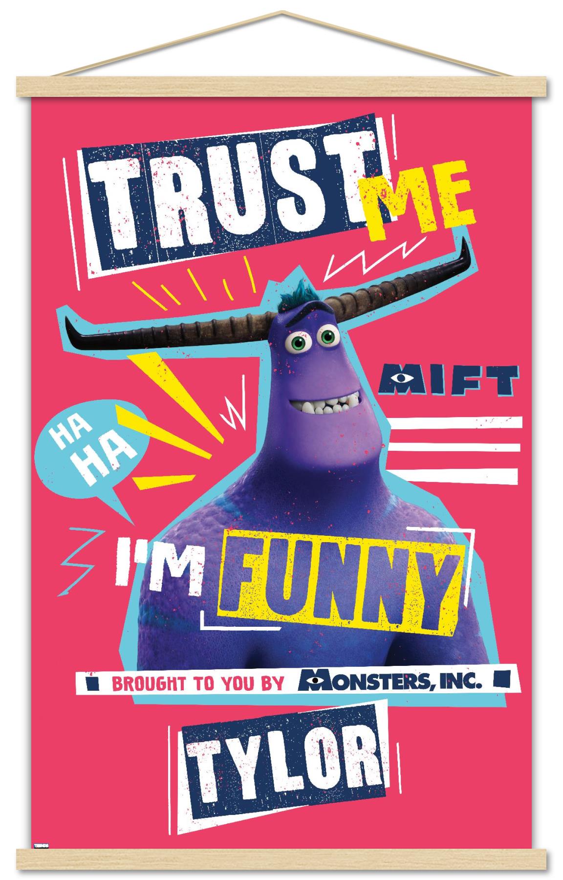 Disney Monsters at Work - Trust Me Wall Poster with Wooden Magnetic Frame, 22.375" x 34"