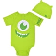 thumbnail image 1 of Disney Monters Inc. Babys Short Sleeve Onesie with Cap, Mike Wazowski or Sully Costume, Romper Set, 1 of 4