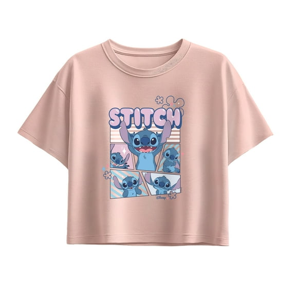 Disney - Moods Of Stitch  - Youth Girl Short Sleeve Boxy Tee
