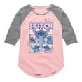 thumbnail image 1 of Disney - Moods Of Stitch - Youth Girls Shirt Tail Raglan T-Shirt, 1 of 4