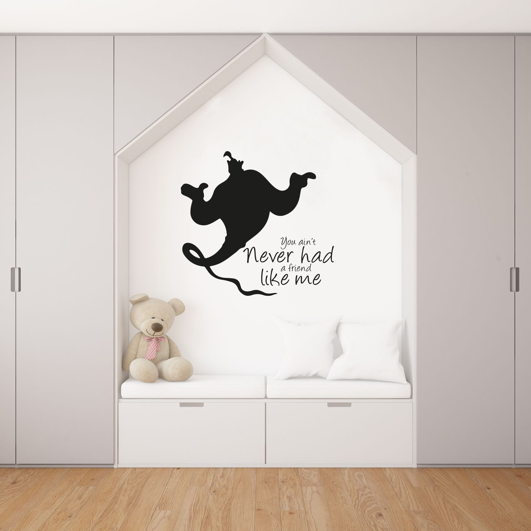 Disney Movie Aladdin Genie You Ain't Never Had A Friend Like Me - Quote In  Lamp Cute Silhouette Drawing Art Vinyl Wall Art Wall Sticker Wall Decal For  Home Wall Decoration Décor, image size:1700x1700