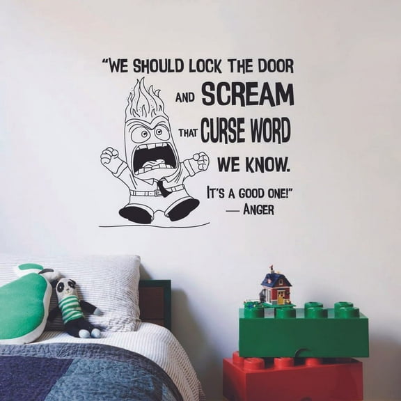 Disney Movie Inside Out Anger's Quote We Should Lock The Door And Scream That Curse Word We Know Its A Good One Vinyl Wall Decal Wall Art Bedroom Nursery Play Room Wall Decoration Size (10x10 inch)