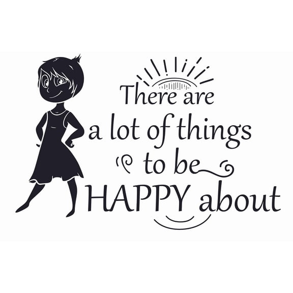 Disney Movie Inside Out Joy Wall Decal Quotes | There Are A Lot Of Things To Be Happy About - 13" x 20" DIY Stick And Peel Vinyl Adhesive Pixar Animation Home Decoration Kids Bedroom Removable Sticker