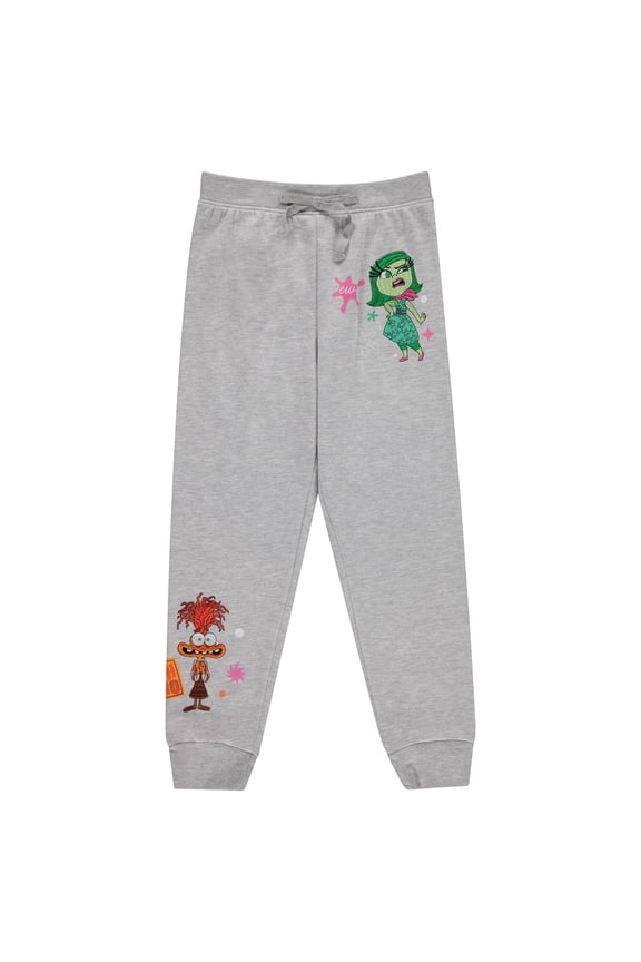 Movie Inside Out Girls Jogger Sweatpants Emotions in Motion, Little and Big Girls Sizes 4-16 Heather Grey