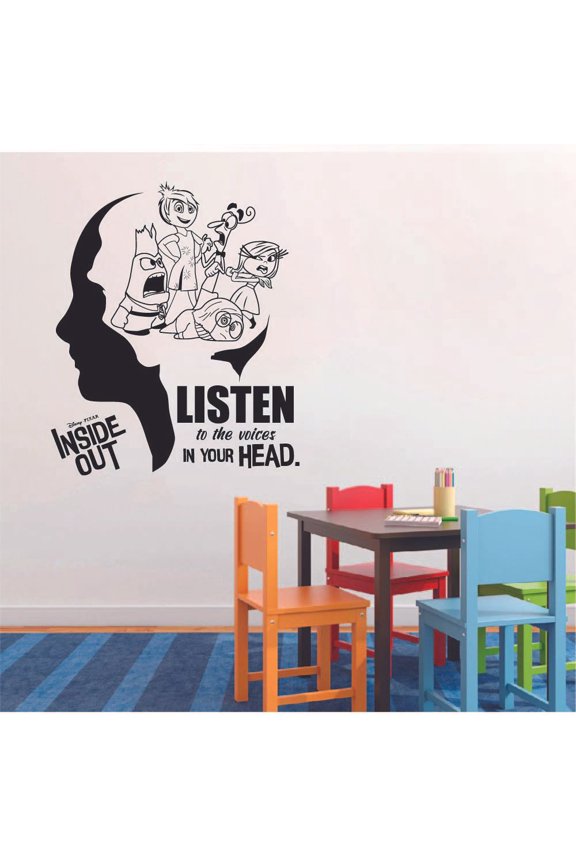 Disney Movie Inside Out Quote Listen To The Voices In Your Head Disney Movie Inside Out Boys Girls Wall DecorVinyl Wall Decal Wall Art Bedroom Nursery Play Room Wall Decoration Size (30x30 inch)