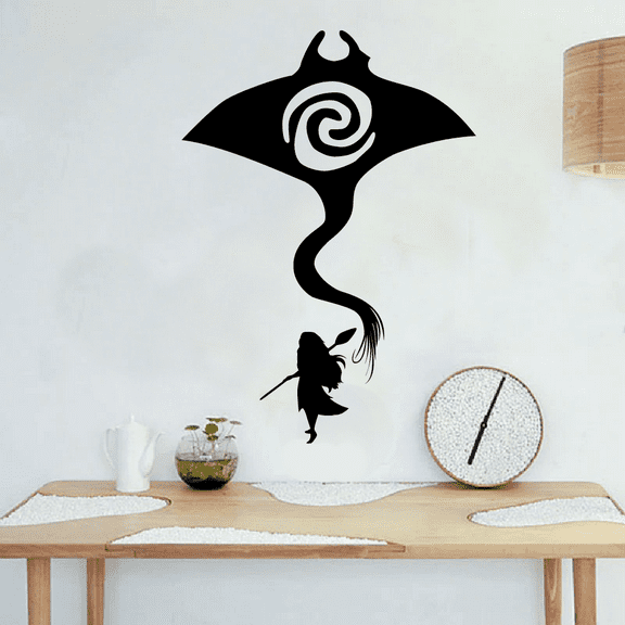 Disney Movie Moana Heart Of Te Fiti Stingray and Moana Silhouette Kids Room Decor Vinyl Wall Art Wall Sticker Wall Decal Home Kids Study Room Boys Girls Room Décoration Décor Size (10x8 inch)