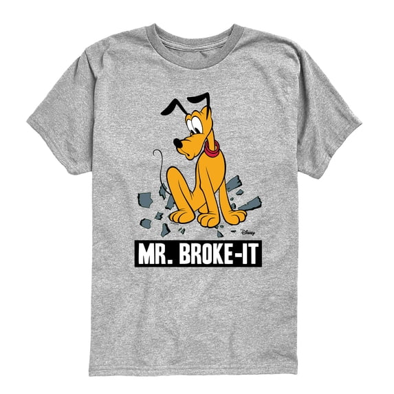 Disney - Mr Broke It Pluto - Youth Boys Short Sleeve Graphic T-Shirt
