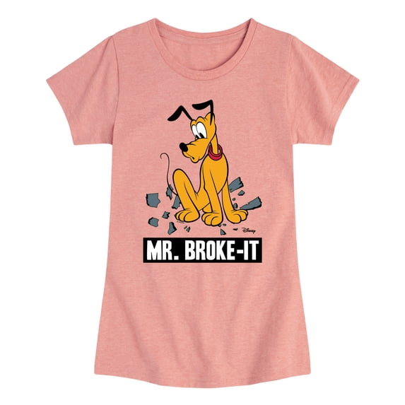 Disney - Mr Broke It Pluto - Youth Girls Fitted Short Sleeve T-Shirt