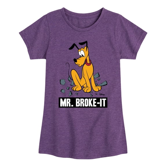 Disney - Mr Broke It Pluto - Youth Girls Fitted Short Sleeve T-Shirt