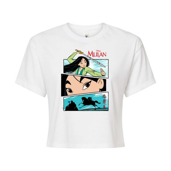 Disney Mulan - Comic Strips Warrior - Juniors Cropped Cotton Blend T-Shirt