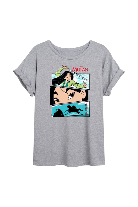 Mulan - Comic Strips Warrior - Juniors Ideal Flowy Muscle T-Shirt
