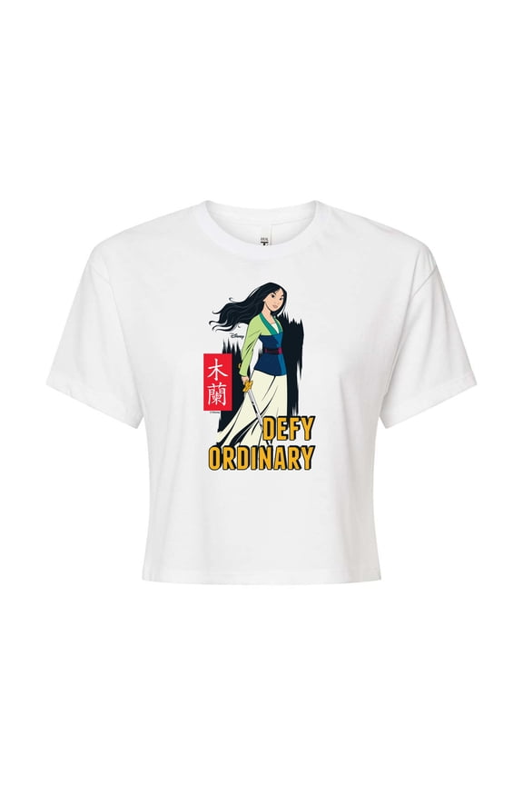 Mulan - Defy Ordinary - Juniors Cropped Cotton Blend T-Shirt