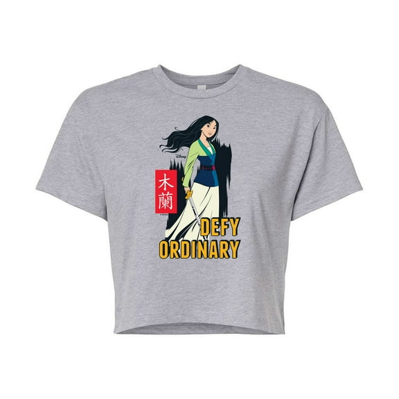 Disney Mulan - Defy Ordinary - Juniors Cropped Cotton Blend T-Shirt