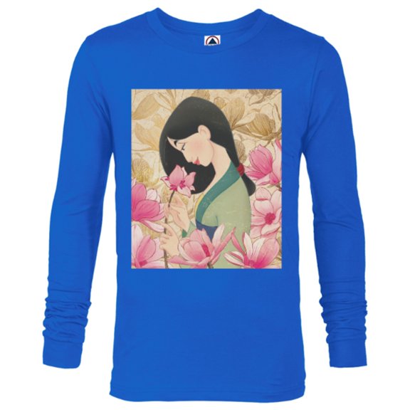 Disney Mulan Floral T-Shirt - Long Sleeve T-Shirt for Men - Customized-Royal