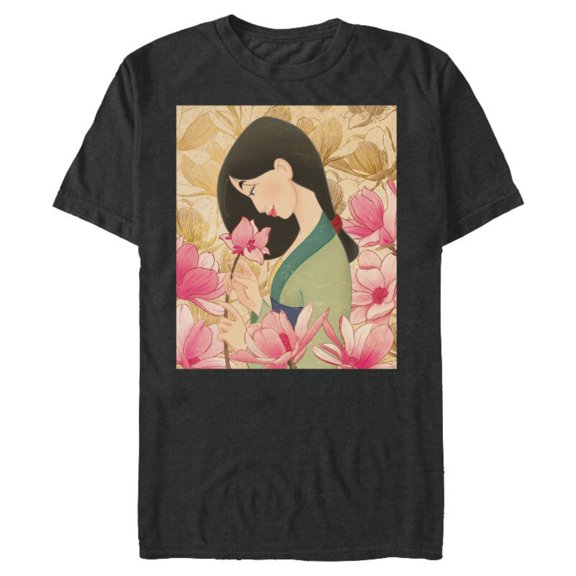 Disney Mulan Floral T-Shirt- Short Sleeve Blended T-Shirt for Adults - Customized-Dark Heather