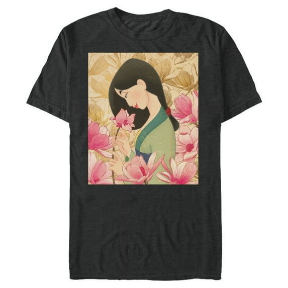 Disney Mulan Floral T-Shirt- Short Sleeve Blended T-Shirt for Adults - Customized-Dark Heather