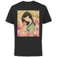 thumbnail image 1 of Disney Mulan Floral T-Shirt - Short Sleeve Cotton T-Shirt for Adults - Customized-Black, 1 of 5