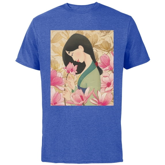 Disney Mulan Floral T-Shirt - Short Sleeve Cotton T-Shirt for Adults - Customized-Royal Heather