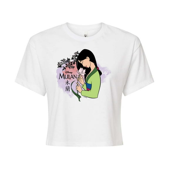 Disney Mulan - Flowers in Bloom - Juniors Cropped Cotton Blend T-Shirt