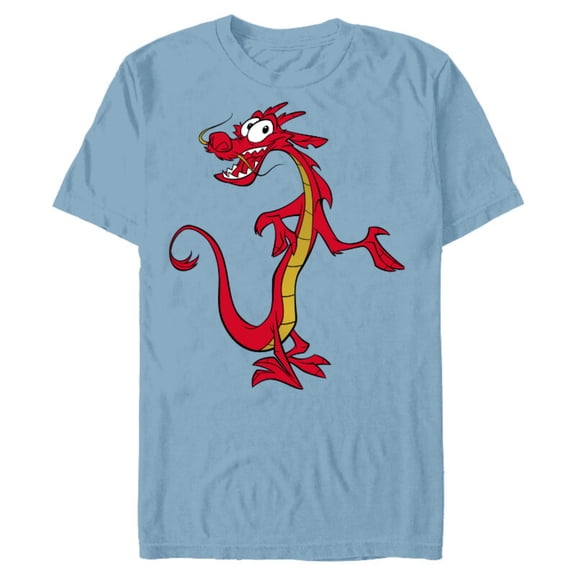 Disney Mulan Mushu Dragon T-Shirt- Short Sleeve Blended T-Shirt for Adults - Customized-Ocean Blue