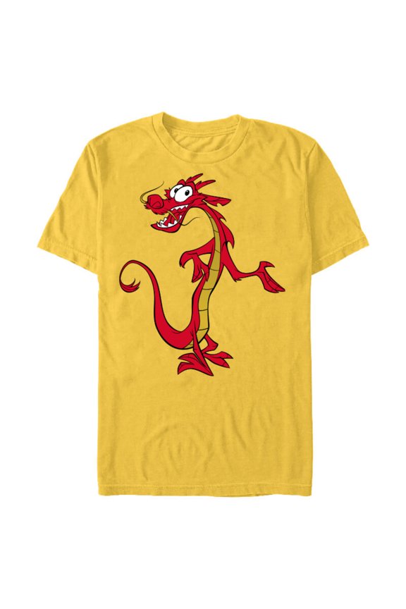 Mulan Mushu Dragon T-Shirt- Short Sleeve Blended T-Shirt for Adults - Customized-Yellow