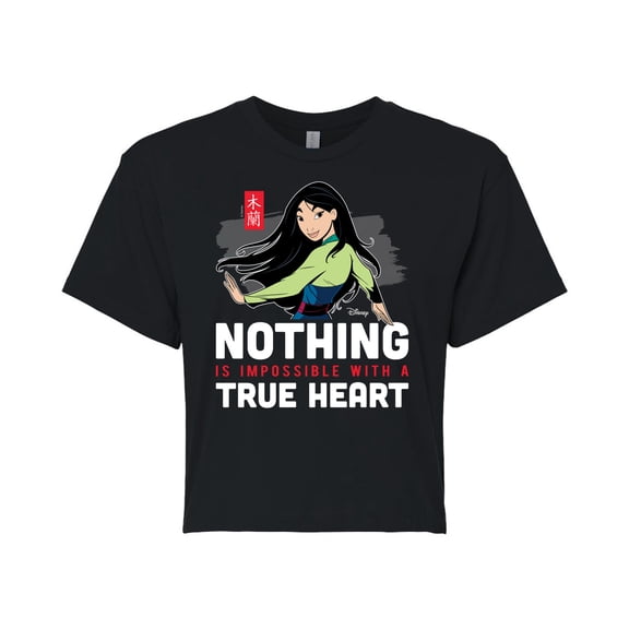Disney Mulan - Nothing Is Impossible With A True Heart - Juniors Cropped Cotton Blend T-Shirt