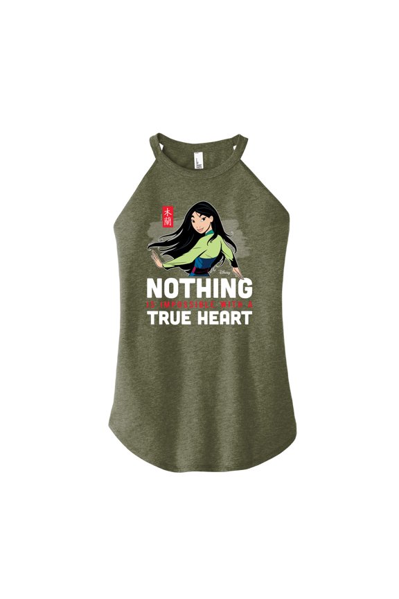 Mulan - Nothing Is Impossible With A True Heart - Juniors High Neck Tank Top