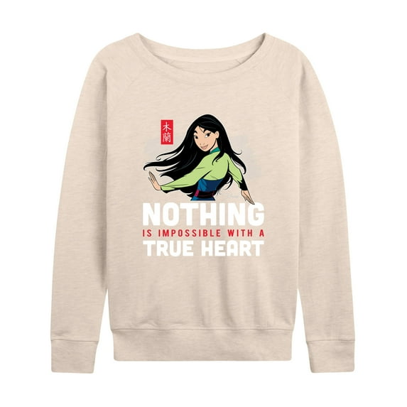 Disney Mulan - Nothing Is Impossible With A True Heart - Women's Lightweight French Terry Long Sleeve Shirt