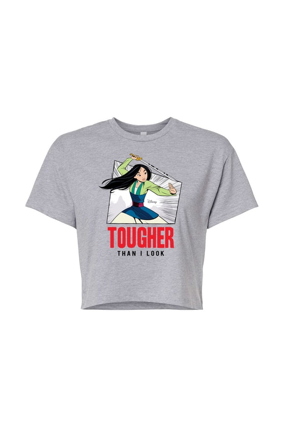 Mulan - Tougher Than I Look - Juniors Cropped Cotton Blend T-Shirt