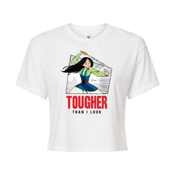 Disney Mulan - Tougher Than I Look - Juniors Cropped Cotton Blend T-Shirt