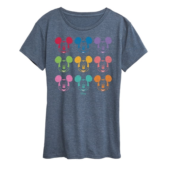 Disney - Multi Color Mickey Grid - Women's Short Sleeve Graphic T-Shirt