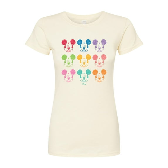 Disney - Multi Color Mickey   - Juniors Fitted Graphic T-Shirt