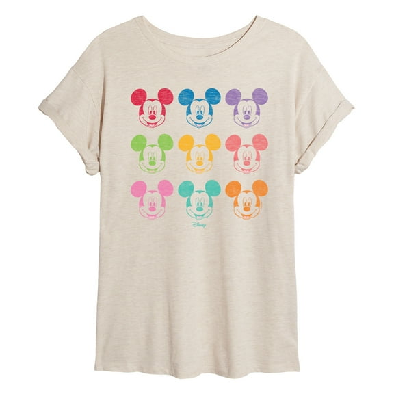 Disney - Multi Color Mickey - Women's Oversized T-Shirt