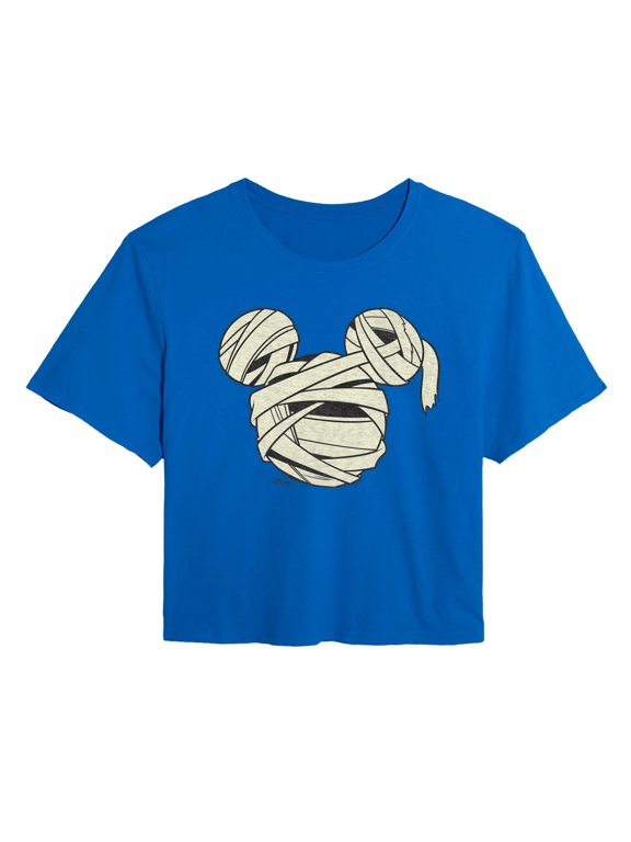 - Mummy Mickey Head - Juniors Cropped Graphic T-Shirt