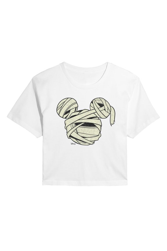 - Mummy Mickey Head - Juniors Cropped Graphic T-Shirt