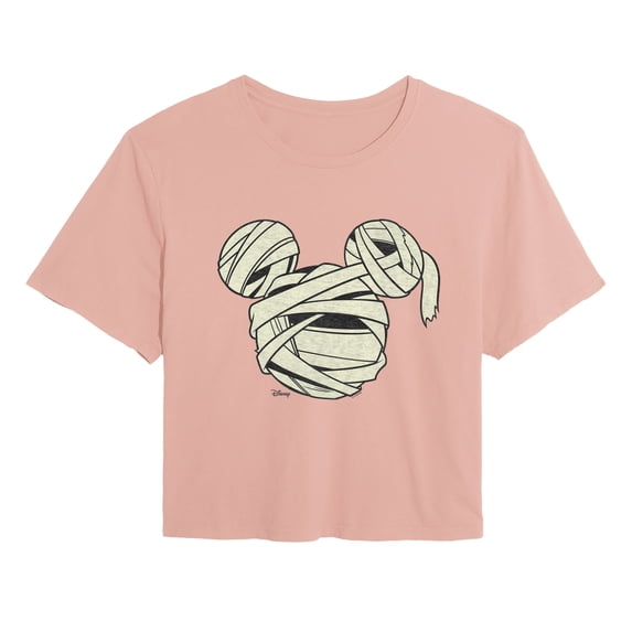 Disney - Mummy Mickey Head - Juniors Cropped Graphic T-Shirt