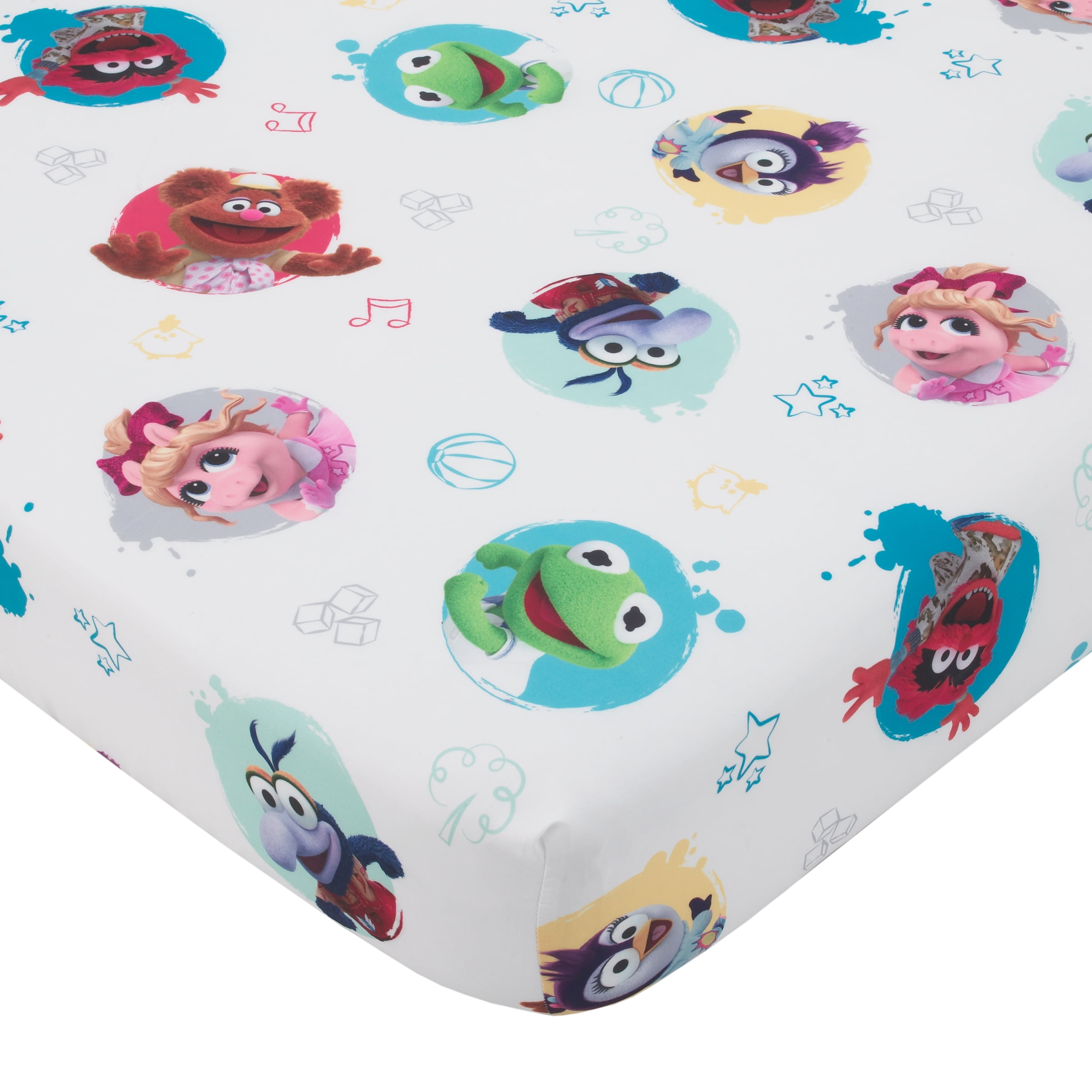 Disney Muppet Babies Blue Green Red and Yellow 2 Piece Toddler Sheet Set