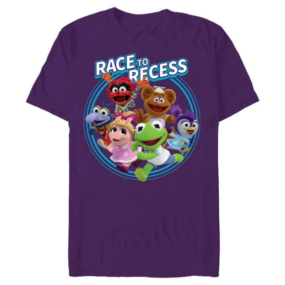 Disney Muppet Babies Race to Recess - Short Sleeve Blended T-Shirt for Adults -Customized-Purple