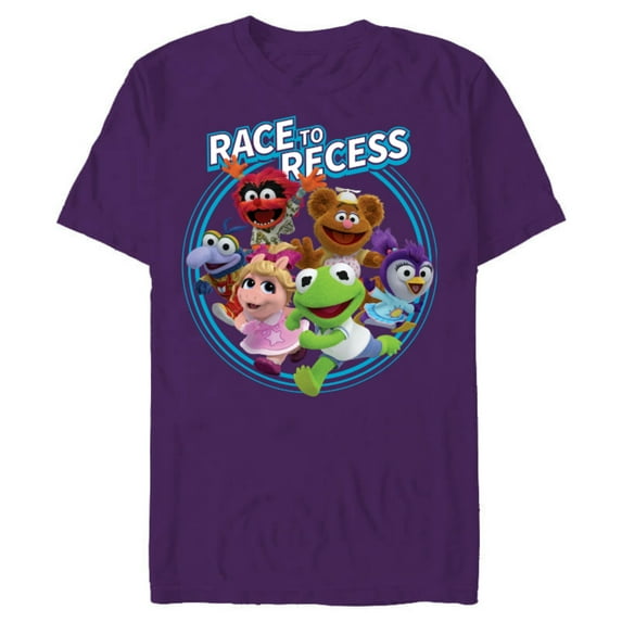 Disney Muppet Babies Race to Recess - Short Sleeve Blended T-Shirt for Adults -Customized-Purple