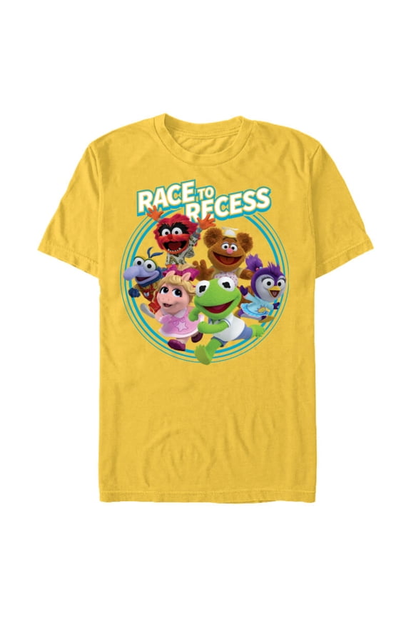 Muppet Babies Race to Recess - Short Sleeve Blended T-Shirt for Adults -Customized-Yellow