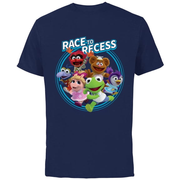 Disney Muppet Babies Race to Recess - Short Sleeve Cotton T-Shirt for Adults -Customized-Navy