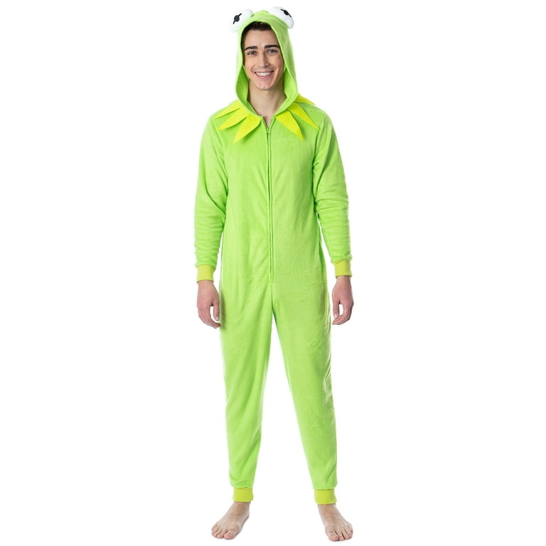 Disney Muppets Kermit Long Hair Minky Union Suit Costume Pajama For Adults 2X Walmart