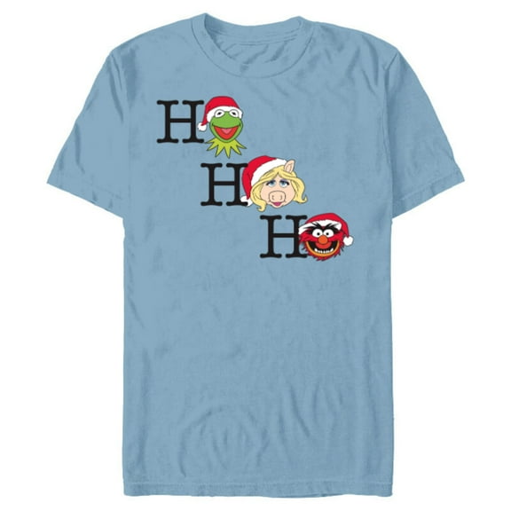 Disney Muppets Kermit Miss Piggy and Animal Holiday - Short Sleeve Blended T-Shirt for Adults -Customized-Ocean Blue